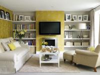 Küçük bir dairede oturma odası iç - fotoğraf örnekleri Özel şekilli küçük oturma odası